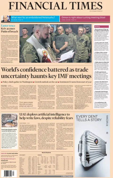 The FT says "World's confidence battered as trade uncertainty haunts key IMF meetings".