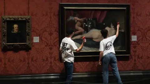 Getty Images Just Stop Oil said the glass of the Rokeby Venus painting was smashed with safety hammers