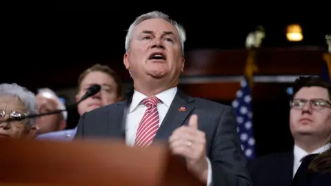 Chip Somodevilla/Getty Images James Comer and House Republicans unveil a report into Biden family financial transactions.