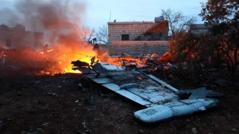 AFP Images said to show the wreckage of the Sukhoi-25