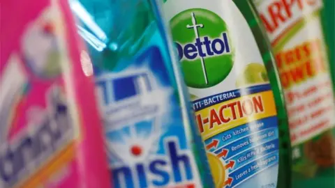 Bottles of Cillit Bang cleaning products, produced by Reckitt News Photo  - Getty Images
