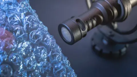Getty Images Bubble wrap near a microphone