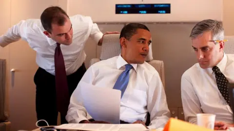 Getty Images Ben Rhodes (L) Obama and Denis McDonough (R)