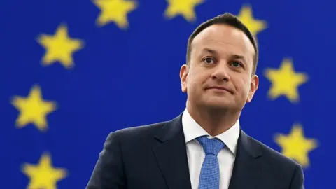 AFP Leo Varadkar in front of an EU flag