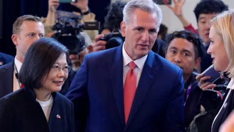 Reuters Taiwan's President Tsai Ing-wen meets the U.S. Speaker of the House Kevin McCarthy, in Simi Valley, California