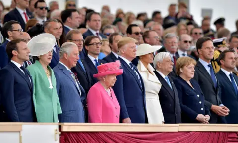 AFP Queen Elizabeth II, President Trump, Prince Charles, Prime Minister Theresa May and many other nation leaders