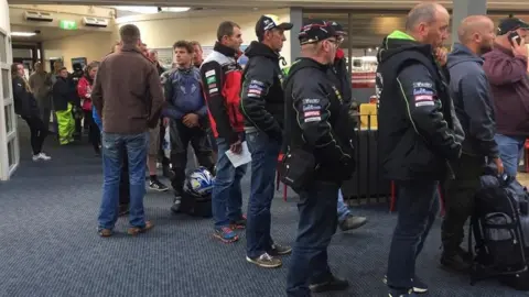 BBC Passengers queuing after Isle of Man ferry cancellations