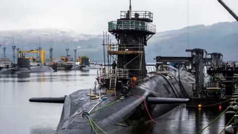 PA Media Vanguard-class submarine HMS Vigilant, one of the UK"s four nuclear warhead-carrying submarines.