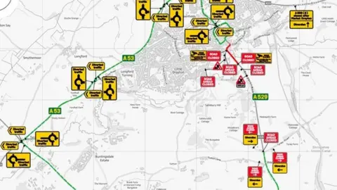 Shropshire Council Map of diversions