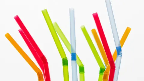 Plastic straws in various colours