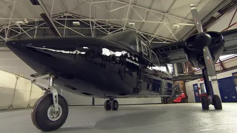 BBC Islander aircraft in a hangar