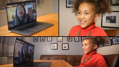 YouTube/@Nandi_Bushell Nandi Bushell and Dave Grohl during their online chat