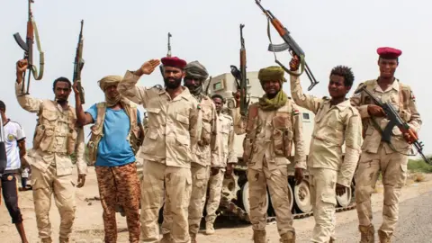 Getty Images Sudanese troops in Yemen