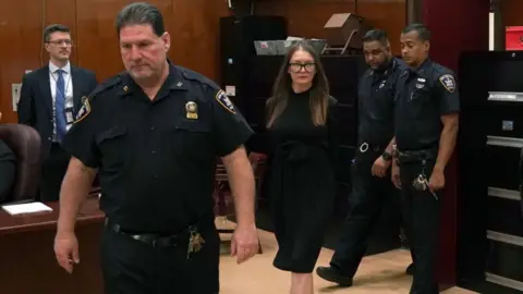 Getty Images Fake German heiress Anna Sorokin arrives in court during her sentencing at Manhattan Supreme Court May 9, 2019 following her conviction last month on multiple counts of grand larceny and theft of services