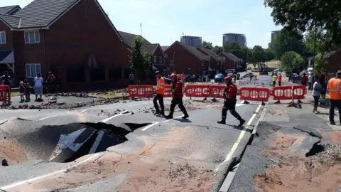 West Midlands Fire Service Damaged road