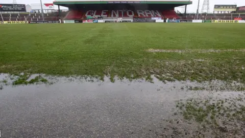 Inpho Previous waterlogging at the Oval stadium in east Belfast