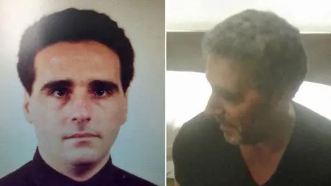 EPA / Italian Police A composite image showing a young Rocco Morabito, left, and right, the same man after his arrest in September 2017