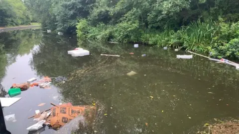 Waste in the Soho Loop canal in Birmingham