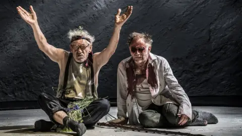 Johan Persson Ian McKellen as King Lear and Danny Webb as Gloucester in KING LEAR at the Duke of York's Theatre