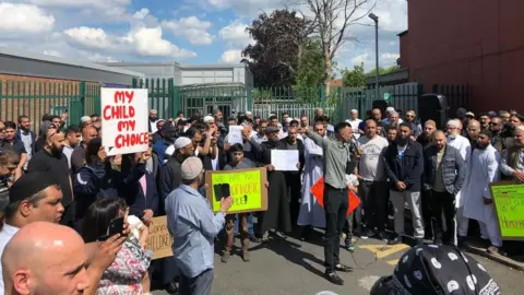 BBC Protesters gathered outside Anderton Park, 24 May