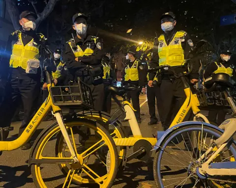 Reuters Police presence in Shanghai