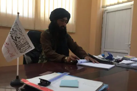 Taliban mayor at his desk in Balkh