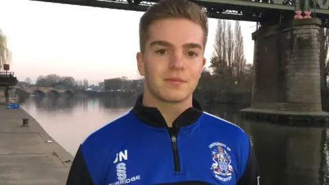 BBC/ Adrian Goldberg Thomas's friend James says students need to ensure their friends get home safely