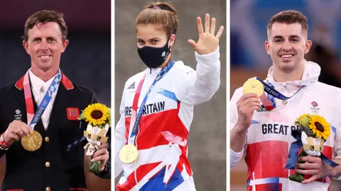 Getty Images Ben Maher, Bethany Shriever and Max Whitlock