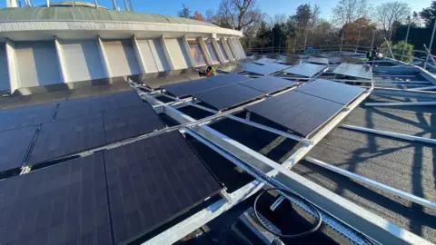 Epsom & Ewell Borough Council Solar panels on the roof of Bourne Hall