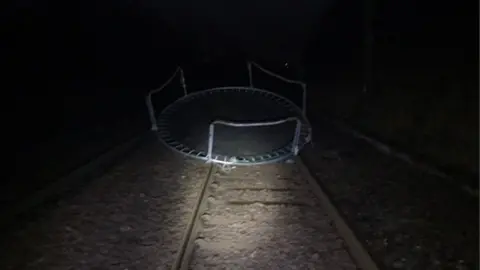 Scotrail Trampoline on railway line