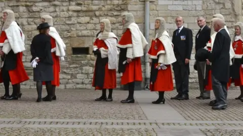 BBC Judges queuing at the ceremony for the start of the legal year