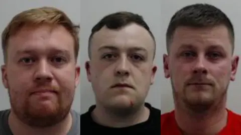 Left to right: Mugshot of Ryan McGovern, who has reddish hair and beard, looking right at the camera. Mugshot of John Murray, who has dark hair, looking right at the camera. Mugshot of Dale Bauld, who has light hair and beard, looking right at the camera.