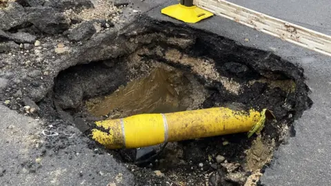 PA Media Water burst Sheffield