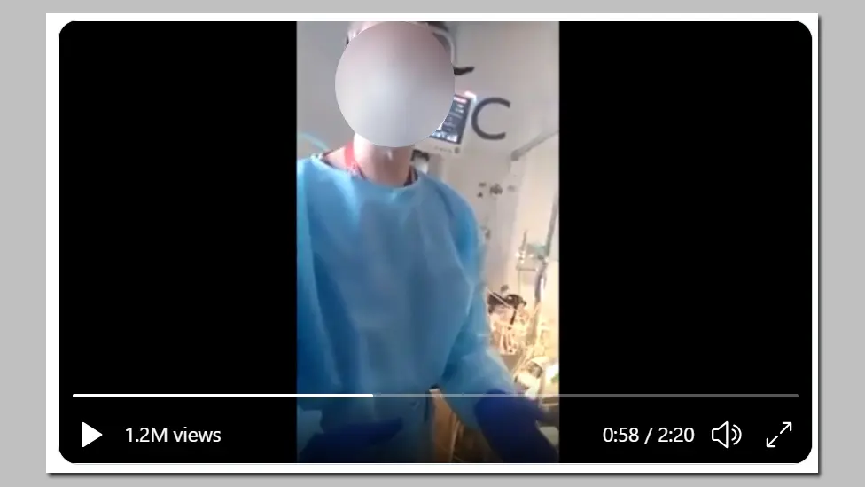 The man behind the camera repeatedly questions a doctor