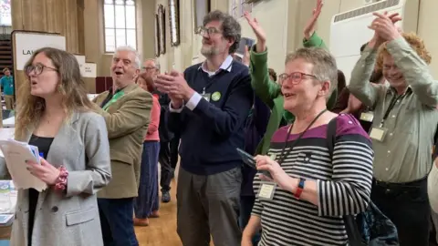 Andy Trigg/BBC The Greens have been celebrating in Norwich