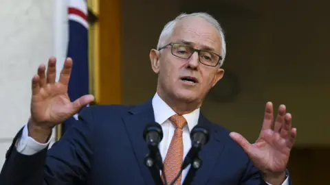 EPA Malcolm Turnbull speaks at a press conference in Canberra in 2018