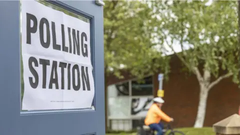 Getty Images Polling station sign