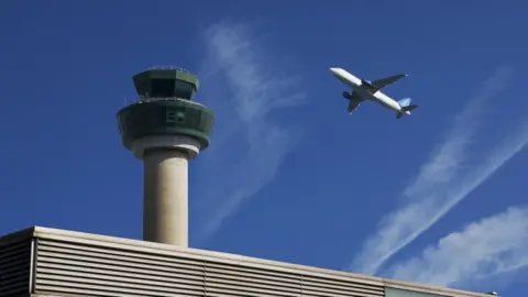 Getty Images An airplane taking off at London Stansted Airport