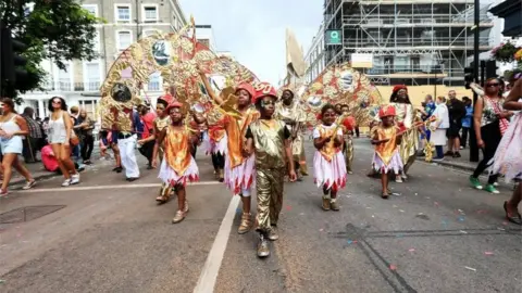 PA Dancers perform during the second and final day of the Notting Hill Carnival