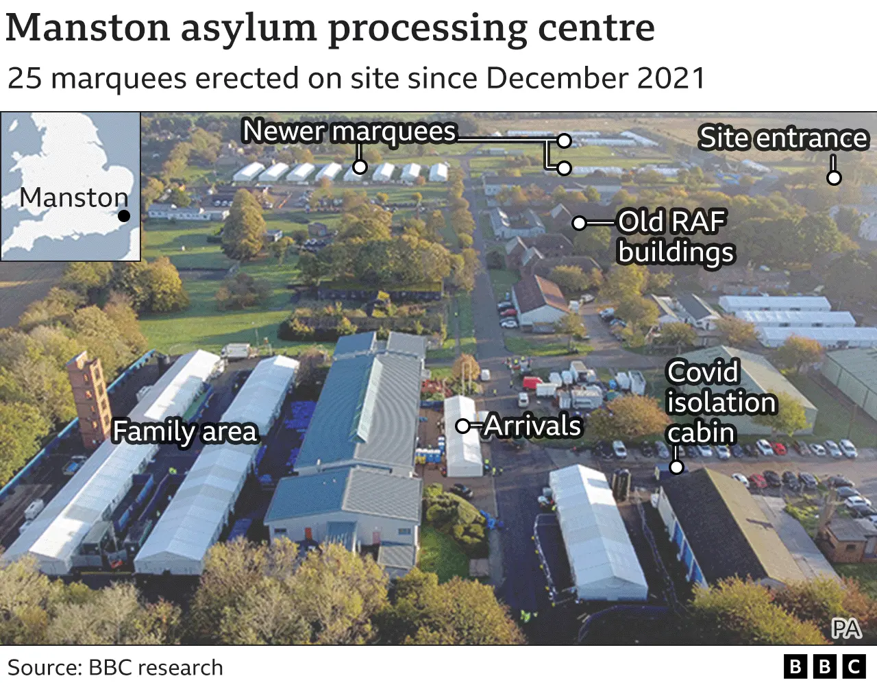 Manston migrant facility in Kent