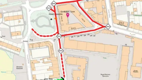 Plymouth City Council A map of the exclusion zone in Plymouth. 