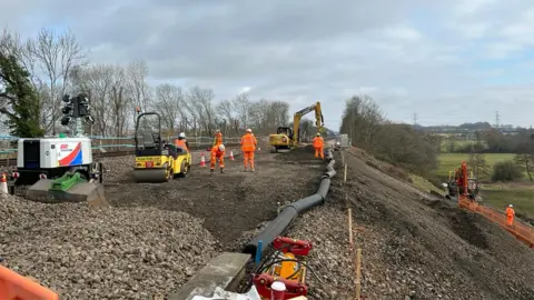 Network Rail Landslip at Hook after partial repairs