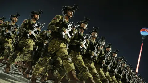 Reuters Soldiers participate in a military parade to commemorate the 70th anniversary of the Korean War armistice in Pyongyang, North Korea, July 27, 2023, in this image released by North Korea's Korean Central News Agency.