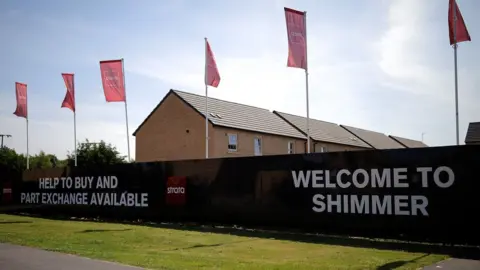 Getty Images A view of the new Shimmer housing development which will be part demolished to make way for the HS2 high-speed rail link on July 17, 2017 in Mexborough, England