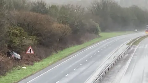 Two cars crashed near South Brent on the A38