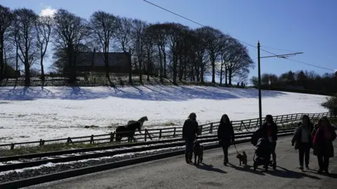 PA Media Wintry conditions at Beamish Museum near Stanley, County Durham
