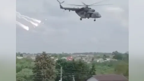 Telegram A helicopter firing over Belgorod on 22 May