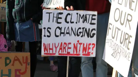 Placards at a strike in Edinburgh