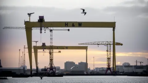 PA Media Harland and Wolff cranes at Belfast Harbour