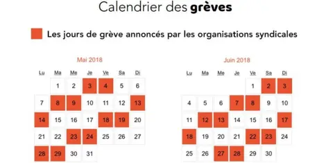 SNCF Rail strike page from SNCF